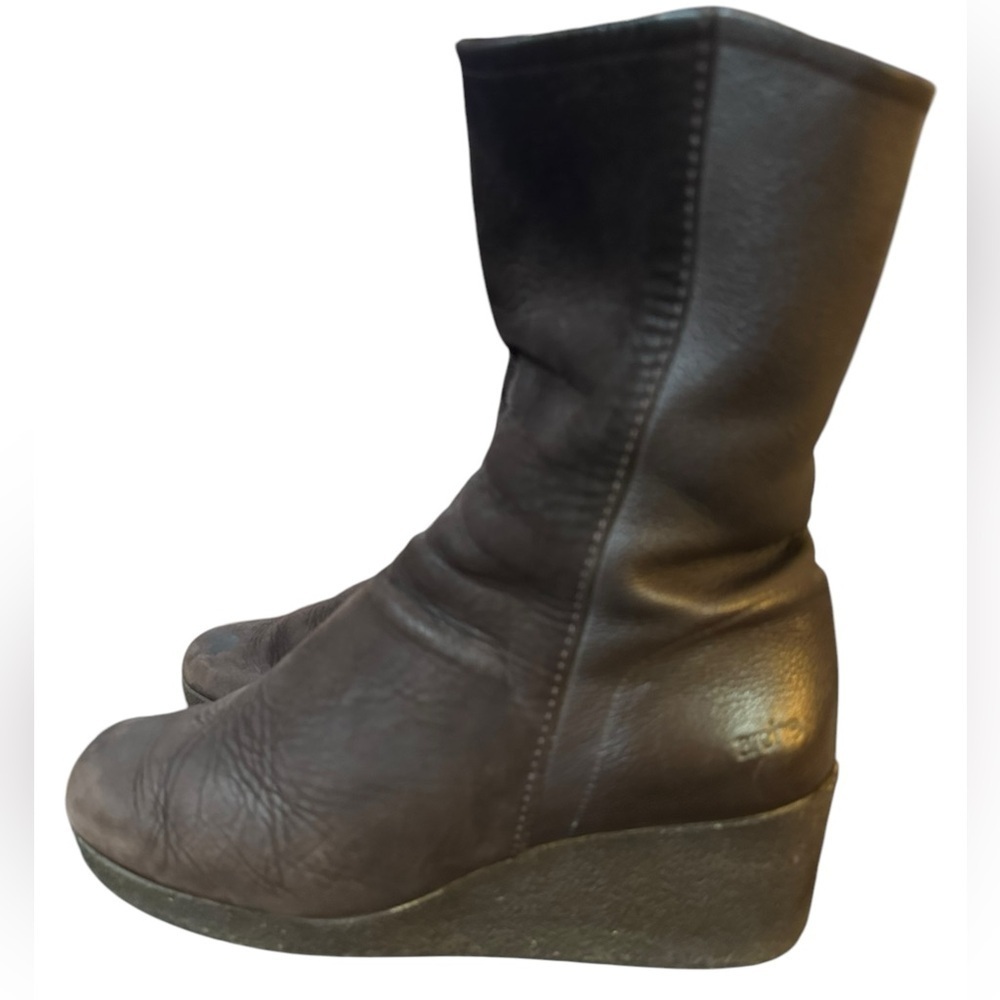 Arche Brown Suede & Leather Wedge Ankle Boots Zipper Closure - Picture 2 of 10